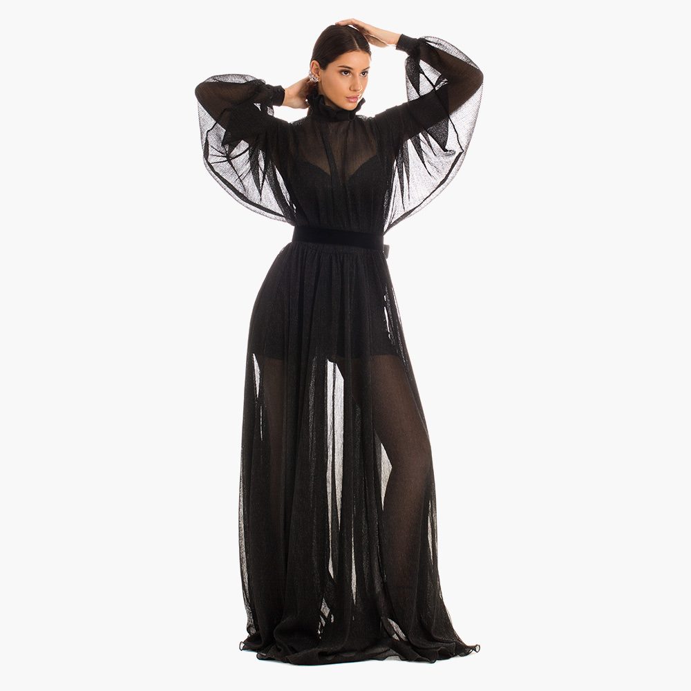 Rochie neagra Manon din tesatura din fibre vitoria haute couture